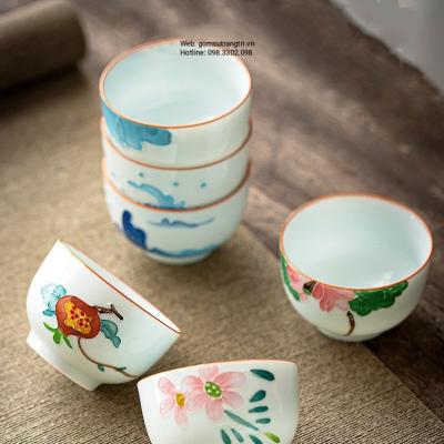 BỘ TRÀ SỨ TRẮNG VẼ TAY CAO CẤP